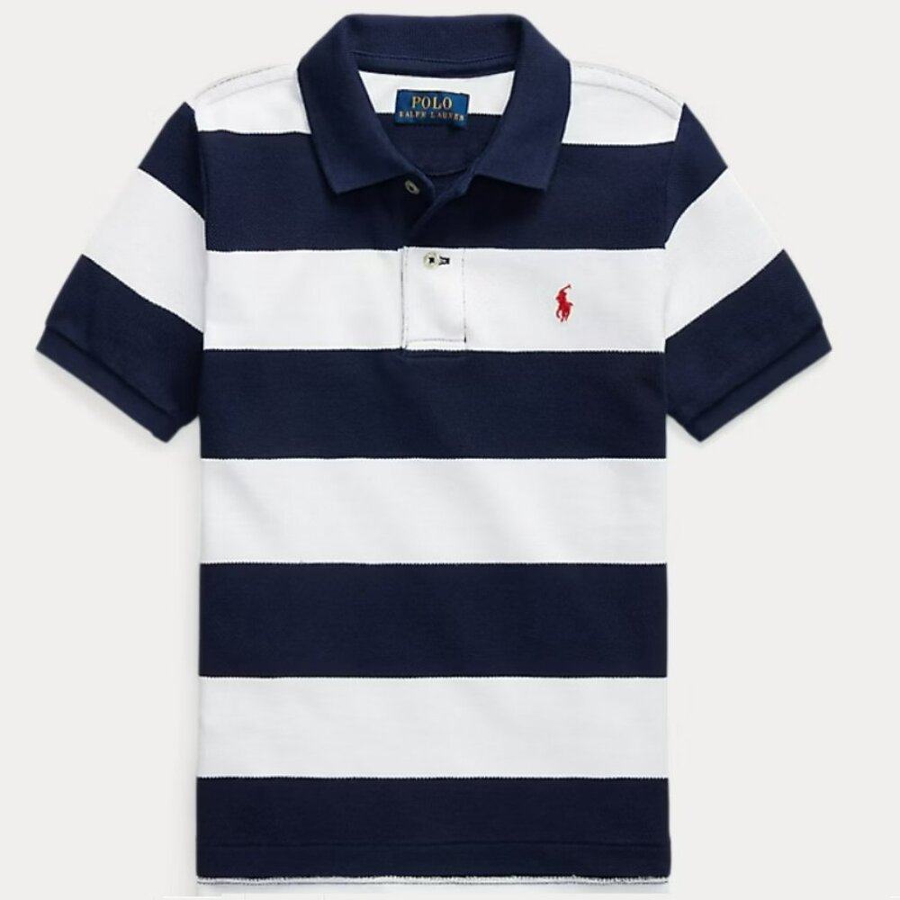 POLO RALPH LAUREN Striped Cotton Mesh Polo Shirt - 7 (NWT)